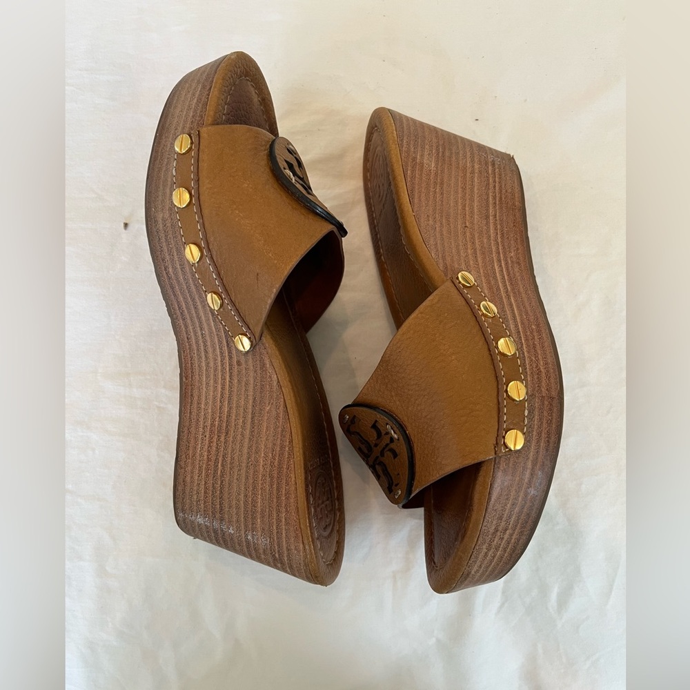 Tory Burch Wedge Wooden Platform Slide, Size 7